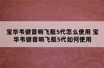 宝华韦健音响飞艇5代怎么使用 宝华韦健音响飞艇5代如何使用